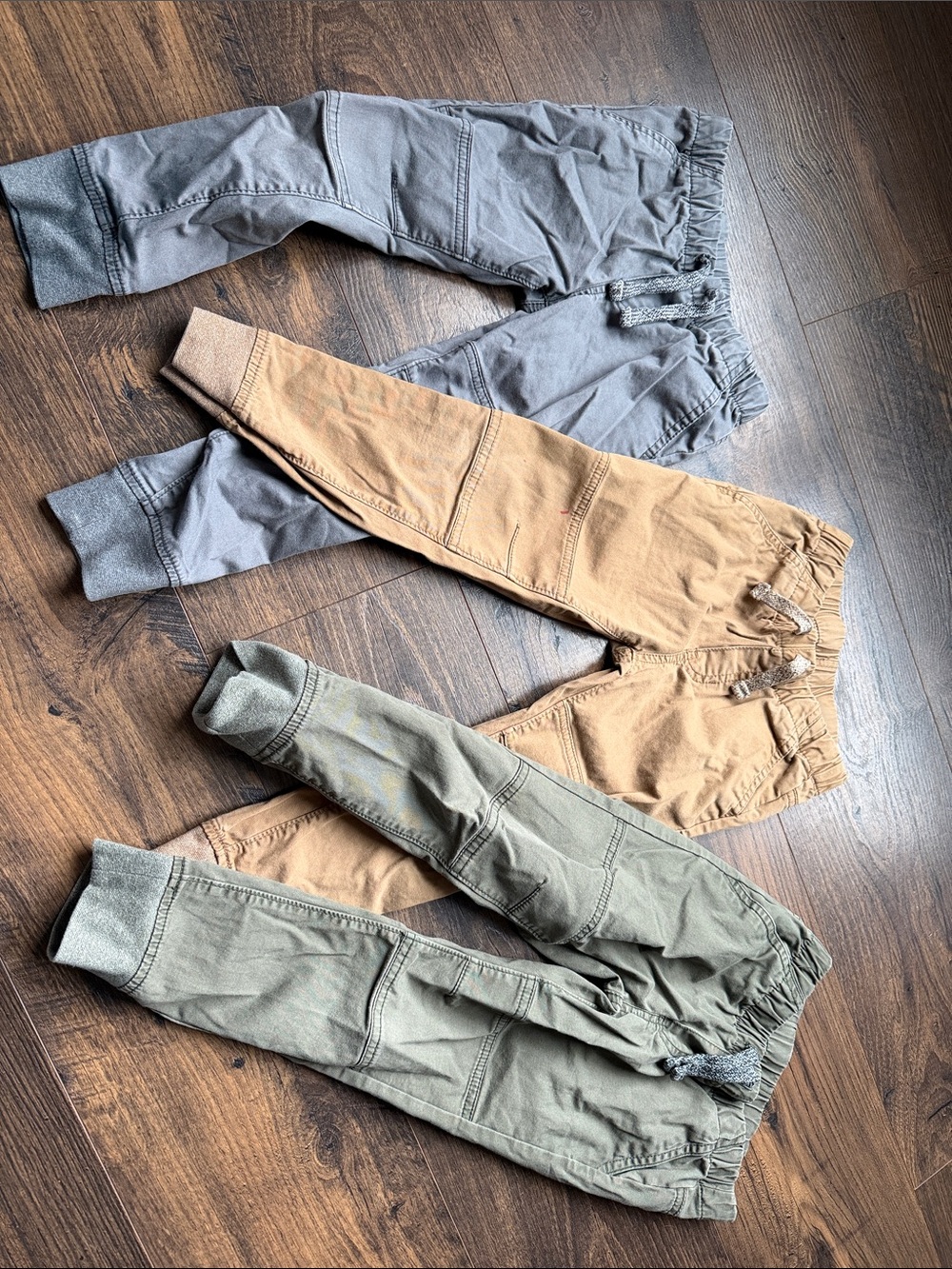 Kids Cargo Jogger Pants - Gray, Tan, Olive
